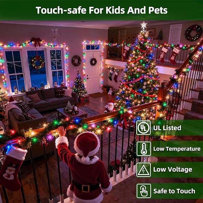 750 LED Chrstmas Lights, 240ft Outdoor Christmas String Lights with 12 Modes, Multicolor LED String Lights with Timer Dimmable Waterproof for Tree Fence Garden Xmas Wedding Party Decor Multicolor