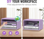 Wood Desk Organizer, 3 Tier Paper Tray Organizer for Desk with Adjustable Storage Shelves, Desktop Paper Sorter Mail Holder for Office Home Classroom, Purple
