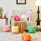 Xuyier Knot Pillow Ball, Decorative Throw Pillows with Velvet Fabric for Couch Bed, 12" Decor Knotted Square Floor Pillow Cushions for Living Room (12 Inches, Blush Pink)