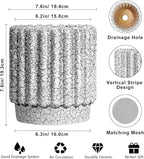 Ceramic Pots for Plants - 7.6 Inch Ceramic Planter with Drainage Hole, Round Flower Pots for Indoor Plants, Fluted Planter Outdoor, Garden Decor, Birthday Gifts, Black and White
