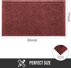 Sturdy Front Door Mat, Absorbent Muddy Dirt Resist Welcome Door Mats Outdoor Indoor, Stain and Fade Resistant, Non-Slip Rubber Backing Low Profile Doormat for Entryway, 30×17, Red