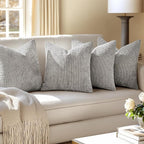 MIULEE Pack of 4 Couch Throw Pillow Covers 18x18 Inch Light Gray Soft Decorative Polyester Pillow Covers Farmhouse Accent Cushion Covers for Boho Home Decor Sofa Bedroom Living Room