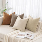 MIULEE Pack of 2 Decorative Throw Pillow Covers Soft Chenille Throw Pillows Solid Textured Cushion Covers for Couch Sofa Bedroom Living Room 20x20 Inch, Beige