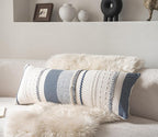 Boho Lumbar Pillow Covers 14x36 Inch Long, Navy Blue Textured Decorative Couch Pillow Cases for Farmhouse Home Decor, Accent Cushion Cover for Sofa, Bed, Living Room, Bedroom, Pack of 1