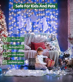 LED String Lights Christmas Decorations,8 Lightsing Modes Christmas Lights with Timer Functions for Tree Indoor Outdoor Decorr 1500 LED 492FT Blue & White