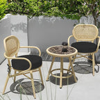 idee-home Outdoor Bistro Chair Cushions, 15”x15”x 3” Thick Outdoor Round Seat Cushions Set of 2 with Ties, Waterproof Round Patio Furniture for Garden