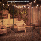 4 Pack 9FT String Light Poles for Outdoor Use, Rustproof Waterproof Metal Poles with Electrophoresis Coating, for Patio, Garden, Backyard, Wedding, Deck, Party