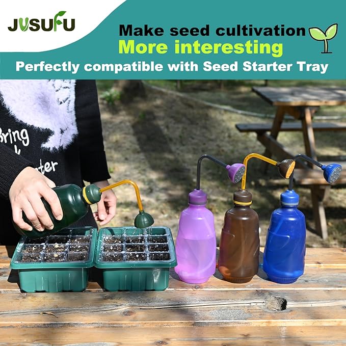 Watering Can for Seedlings, Tiny Watering Bottle for Small Desk Plants Andsucculent Plants 0.45L (Brown)