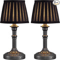 KDG Cordless Portables Table Lamp Set of 2, LED Fabric Shade Small Desk Lamps, 5000mAh Battery Powered Lighting, 2700K Stepless Dimmable Light for Living Room, Dining Room, Bedroom (Mottled Silver)