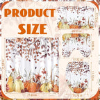Newwiee 7 Pcs Fall Pumpkin Shower Curtain Sets Vintage Pumpkin Bathroom Set Thanksgiving Bathroom Curtain Shower Set Include Towels Non Slip Rugs Toilet Lid Cover Bath Mat(Fall Pumpkins Leaves)