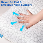 SUPA MODERN Cooling Pillows for Side Sleepers, Cool Side Sleeper Pillow for Neck Pain Relief, Luxury Shredded Memory Foam Pillows 2 Pack, Adjustable Gel Cervical Neck Pillow Queen Size Set of 2