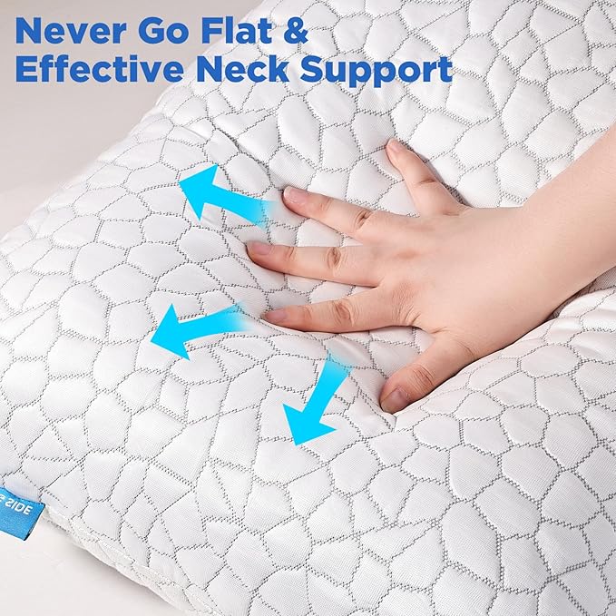 Cooling Pillows King Size Set of 2, Firm Shredded Memory Foam Pillows for Side Back Stomach Sleepers, Two-Sided Cool Neck Pillow for Neck Shoulder Pain, Luxury Gel Cold Bed Pillow for Hot Sleepers