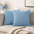 MIULEE Winter Pack of 2 Corduroy Pillow Covers Soft Soild Cushion Cases Decorative Square Throw Pillow Covers Baby Boy Blue Pillowcases for Sofa Bedroom Car 18 x 18 Inch 45 x 45 Cm