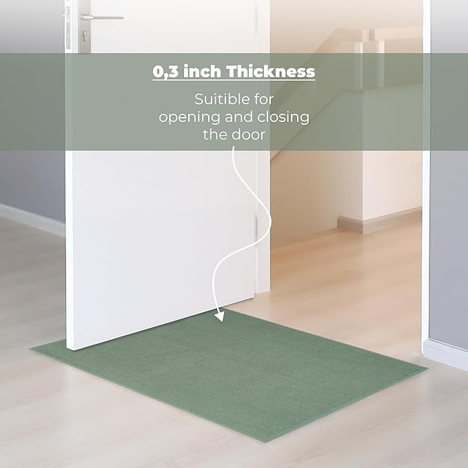 Cotton Paradise 100% Cotton Non Slip Bath Mats for Bathroom, 17x24 inch Soft Absorbent Quick Dry Machine Washable Floor Bath Mat, Sage Green