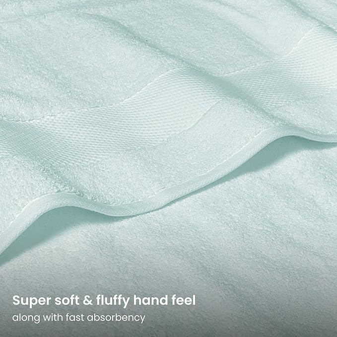 BIOWEAVES 100% Organic Cotton Bath Sheet Set of 2 | Soft Oversized Bath Towels | 700 GSM Premium Bath Towel Sheet Set GOTS Certified - Seafoam