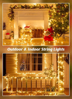 Brightown 4 Pack Solar Christmas Lights, Total 184FT 480 LED Solar String Lights Outdoor Waterproof Green Wire with 8 Modes, Solar Fairy Light for Garden Yard Patio Party Decors, Warm White