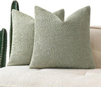 MIULEE 18x18 Inch Decorative Pillow Covers for Couch Bed Set of 2 Textured Boucle Neutral Winter Throw Pillows Sage Green Accent Solid Cushion Pillowcases Sofa Livingroom Home Decor