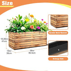 FENCY Metal Planter Box, Large Rectangular Planters for Outdoor Plants, Outdoor Tall Planters with Drainage Holes, Walnut Finish Metal Planters (38" L x 15" W x 16.3" H)