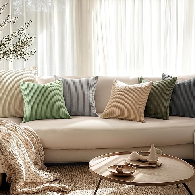 MIULEE Pack of 2 Pillow Covers Soft Soild Decorative Square Throw Pillow Covers Set Cushion Cases Pillowcases for Sofa Bedroom Car 18 x 18 Inch 45 x 45 Cm Sage Green