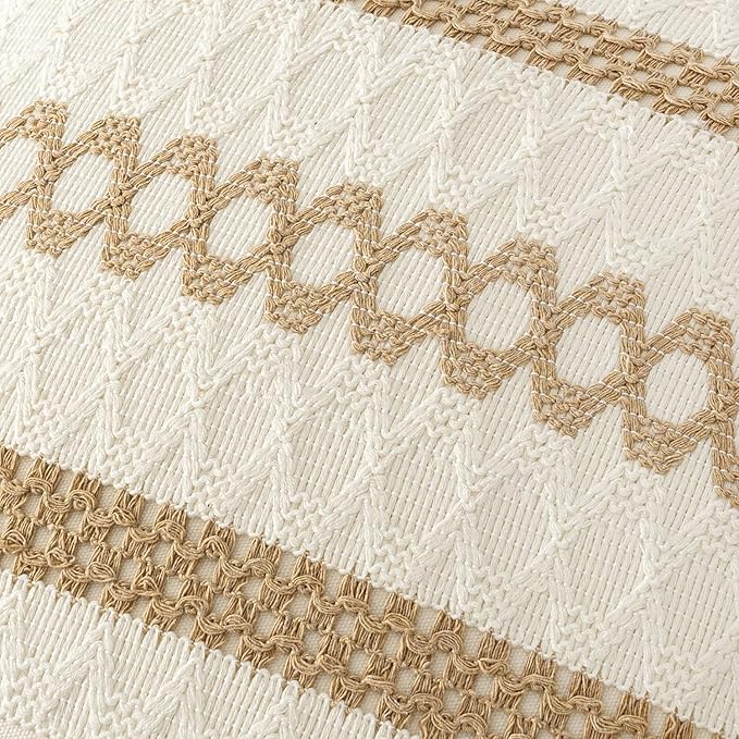 MIULEE Set of 2 Neutral Boho Decorative Lumbar Pillow Covers 12x20 Inch Farmhouse Rustic Couch Throw Pillows Modern Cotton Cushion Covers Retro Cute Macrame Woven Home Decor for Bed Sofa Chair