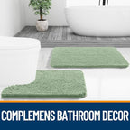 OLANLY Bathroom Rugs 47x17, Extra Soft Absorbent Chenille Bath Rugs, Rubber Backing Quick Dry, Machine Washable Bath Mats for Bathroom Floor, Tub and Shower, Home Decor Accessories, Sage Green