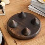 Light Wood Round Footed Serving Tray,Wabi Sabi Decor,Brown Decorative,Candle Tray,Wooden Display Riser