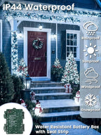 2 Pack Battery Operated Christmas Lights with Timer, 66FT 200 LED Waterproof Battery Twinkle Light, 8 Modes Green Wire Fairy Lights for Indoor & Outdoor Bedroom Tree Christmas Decorations (Cool White)