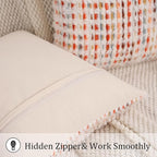 LUOYEHK Boho Throw Pillow Covers 18x18 Inch Set of 2 Chenille Tufted Pillowcase Farmhouse Neutral Cushion Covers for Couch Sofa Bed Living Room, Orange Red