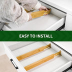 VaeFae Adjustable Bamboo Drawer Dividers, Expandable Drawer Organizer for Kitchen, Bedroom, Bathroom, Dresser and Office, 6-Pack