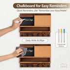 Key Holder for Wall Mount with Mail Organizer, Farmhouse Key Holder for Wall with Shelf, Chalkboard&Corkboard, Entryway Organizer 11 Metal Hooks, Decorative Natural Pine Wood, 14.6*11.1*3.3”, B-Brown