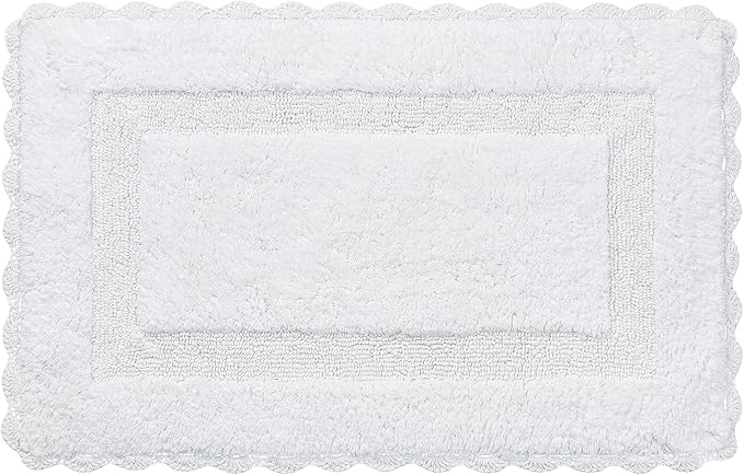 Savi Home Cotton Crochet Bathmat with Antiskid 21x34 White, 100% Pure Cotton, Super Soft White, Plush & Absorbent, Hand Tufted Heavy Weight Construction, Full Reversible Step Out Rugs