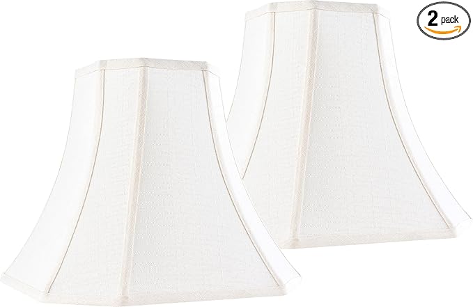 Cream Square Cut Corner Bell Lamp Shade Set of 2 Medium Lampshade 6.5``Top×13``Bottom×10.6``Hight(Spider) Vintage Lamp Shade for Table & Floor Lamp - Lampshade Replacement