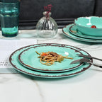 Rustic Melamine Dinnerware Set,12-Piece Plates and Bowls Sets,Yinshine Unbreakable Melamine Dish Set,Lightweight,Service for 4,Dishwasher Safe,Green