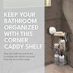 ToiletTree Products Stainless Steel Floor Shower Caddy - Corner Caddy Shelf for Bathroom and Bath Storage - Rust-Proof Caddy for Shampoo, Soap, and More