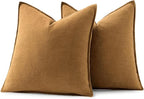 MIULEE Decorative Linen Pillow Covers 18x18 Inch Hazel Boho Farmhouse Neutral Couch Throw Pillows for Bed Pack of 2 Accent Modern Pillowcase Sofa Livingroom Home Decor