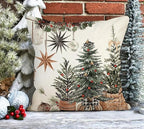 4TH Emotion Christmas Trees Pillow Covers 18x18 Inch Set of 2, Boho Xmas Farmhouse Decorations Winter Holiday Decor Throw Cushion Case for Home Couch S24C38