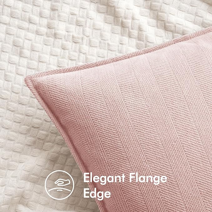MIULEE Pack of 2 Pink Decorative Pillow Covers 18x18 Inch Soft Chenille Luxurious Couch Throw Pillows Farmhouse Cushion Covers with Elegant Design for Sofa Bedroom Living Room Home Decor