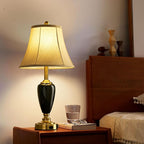 24" Ceramic Table Lamp with 3 Way Dimmable Touch Lamps - 2 USB Ports & AC Outlet Bedside Lamps, Modern Nightstand Lamp for Bedroom Living Room Office (Bulb Included) (Dark Green-2 Pack)