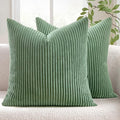 MIULEE Pack of 2 Pillow Covers Soft Soild Decorative Square Throw Pillow Covers Set Cushion Cases Pillowcases for Sofa Bedroom Car 24 x 24 Inch 60 x 60 Cm Sage Green