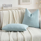 FUTEI Light Blue Chenille Decorative Throw Pillow Covers 12x20 Inch Set of 2,Soft Embossed Striped Textured Lumbar Pillow Cases,Modern Home Decor for Couch Bed Living Room