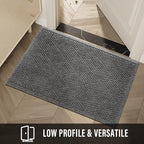 Sturdy Front Door Mat, Absorbent Muddy Dirt Resist Welcome Door Mats Outdoor Indoor, Stain and Fade Resistant, Non-Slip Rubber Backing Low Profile Doormat for Entryway, 72×24, Grey