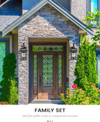 FEMILA 3-Light Outdoor Wall Light, 26" Large Exterior Wall Lantern with Water Ripple Glass, Porch Light for Entryway, Patio, Garage, and Doorway, E12 Base, 4FD54B-L SD BK