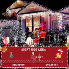 KNONEW 600ft 1500 LED String Lights Outdoor Christmas Lights 8 Modes & Timer Fairy Light Plug in Waterproof LED String Lights for Xmas Yard Tree Wedding Party Holiday Decorations (Cool White)