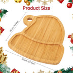 WILLKOMMEN Christmas Serving Tray, Bamboo Christmas Hat Shaped Serving Platter, Charcuterie Board Serving Dishes 10" x 9" for Party Cookie Fruit Tray Cheese Board Plate