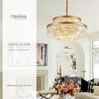 31.5" 18-Light Modern Crystal Chandelier Light Fixture Large 4-Tier Gold Luxury Glam Chandeliers for Dining Room Round Hanging Pendant Lighting for Living Room Kitchen Bedroom Foyer Lobby