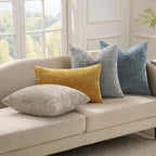 decorUhome Neutral Grey Chenille Throw Pillow Covers 26x26 Set of 2 Thick Textured Slubby Couch Pillow Covers Farmhouse Accent Modern Neutral Decorative Pillow Cases for Bed Sofa Living Room