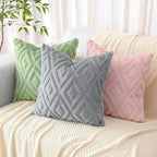 Pallene Grey Throw Pillow Covers 20x20 Set of 2, Soft Plush Faux Fur Decorative Couch Pillow Covers for Sofa Bed Living Room Pillow Cases with 3D Diamond Pattern