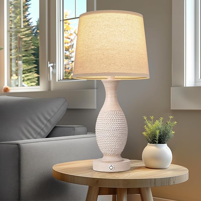Seealle 22.6" Bedside Lamps Set of 2 with USB C+A - Dimmable Touch Lamps for Night Stands Bedroom Living Room End Table(Bulbs Included)
