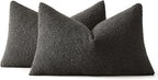 MIULEE 12x20 Inch Decorative Lumbar Throw Pillows for Bed Set of 2 Textured Boucle Neutral Winter Throw Pillow Covers Dark Coffee Accent Solid Pillowcases Sofa Livingroom Home Decor
