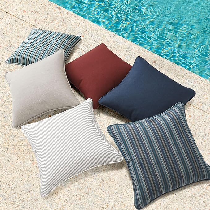 Sunbrella Decorative Outdoor Water Repellent Throw Pillows with Inserts, Set of 4, 18" x18" Pillows for Patio, Backyard, Bed, Couch, and Patio Furniture, Swell Turquoise